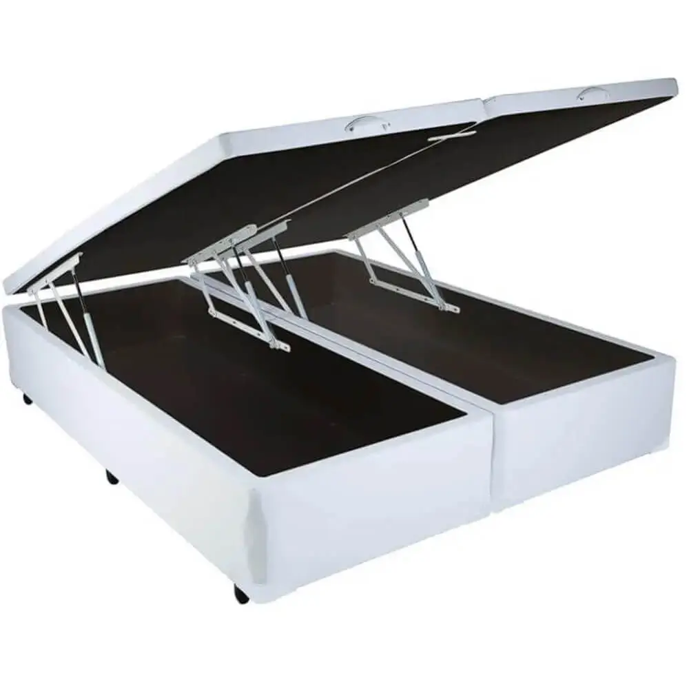 Base Bipartida Baú King em Suede Universal 41x203x193 Blindado - Imagem 4
