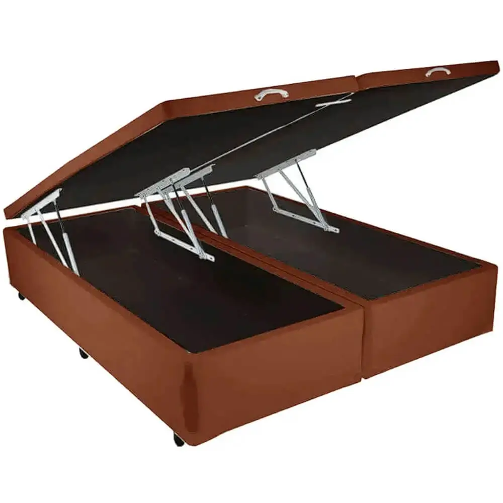 Base Bipartida Baú King em Suede Universal 41x203x193 Blindado