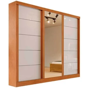 Guarda Roupa Capri Casal 3 Portas de Correr com Espelho Bianchi
